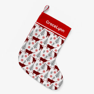 Red Buffalo Plaid Longhorn Pattern Small Christmas Stocking