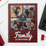 Red Buffalo Plaid Lumberjack Family Photo Collage Notebook<br><div class="desc">Upload your favorite photos to make your own unique personalized photo gift.</div>