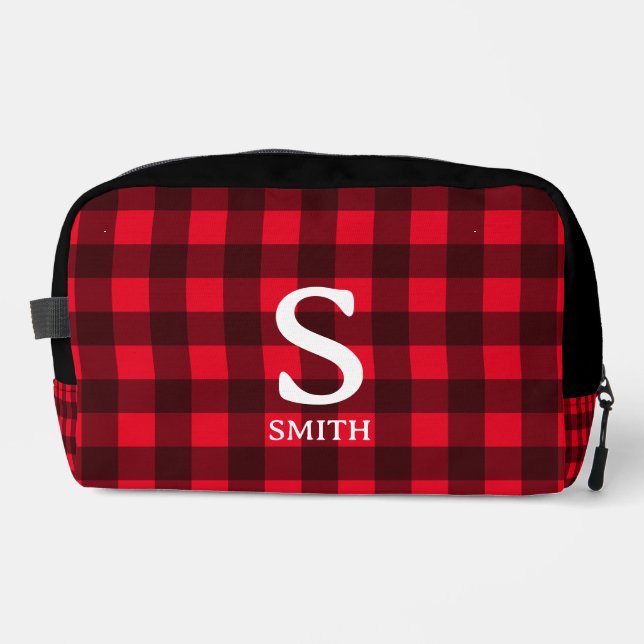 Red buffalo plaid lumberjack pattern toiletry bag  (Front)