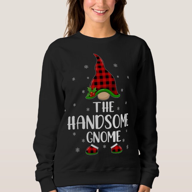Red Buffalo Plaid Matching The Handsome Gnome Chri Sweatshirt (Front)