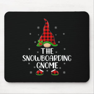 Red Buffalo Plaid Matching The Snowboarding Gnome Mouse Pad