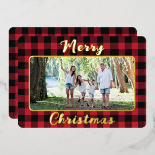 Red Buffalo Plaid Merry Christmas One Photo