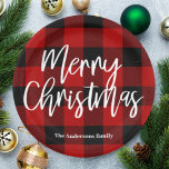 Red Buffalo Plaid & Merry Christmas |Personal Name Paper Plate<br><div class="desc">Get ready to infuse your holiday season with a touch of rustic charm and personalized warmth with our Red Buffalo Plaid & Merry Christmas collection! Whether you're decorating your home or searching for the perfect gift, these festive items are designed to bring joy and comfort to your celebrations.Spread joy, warmth,...</div>