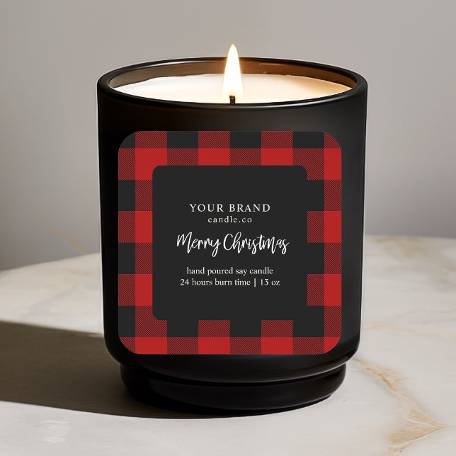 "Red Buffalo Plaid Merry Christmas   Square Sticker (Creator Uploaded)