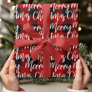 Red Buffalo Plaid & Merry Christmas Wrapping Paper