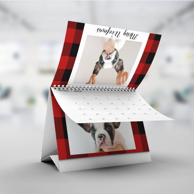 Red Buffalo Plaid & Merry Woofmas With Dog Photo Calendar (Creator Uploaded)