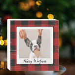 Red Buffalo Plaid & Merry Woofmas With Dog Photo Wooden Box Sign<br><div class="desc">Red Buffalo Plaid & Merry Woofmas With Dog Photo</div>