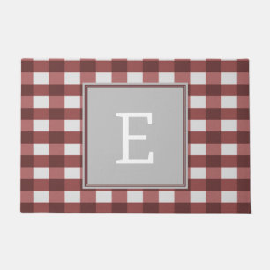 Red Buffalo Plaid Monogram Doormat