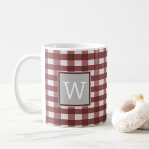 Red Buffalo Plaid Monogram Mug