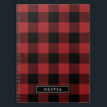 Red Buffalo Plaid Monogrammed Spiral Notebook<br><div class="desc">This red buffalo plaid monogrammed spiral notebook is the perfect gift for her. The design features a classic red and black buffalo plaid pattern. Personalise the notebook with her first or last name.</div>