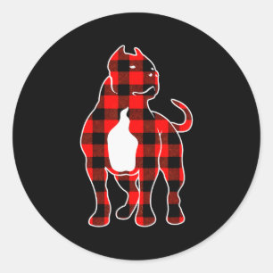 Red Buffalo Plaid Pajama American Bully Christmas  Classic Round Sticker