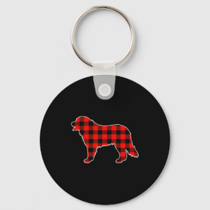 Red Buffalo Plaid Pajama Bernese Mountain Christma Key Ring