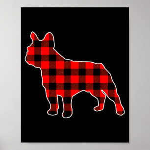 Red Buffalo Plaid Pajama Frenchie Christmas Dog Lo Poster