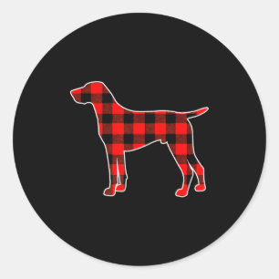 Red Buffalo Plaid Pajama Gsp Christmas Dog Lover M Classic Round Sticker