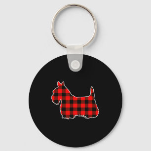 Red Buffalo Plaid Pajama Yorkshire Terrier Christm Key Ring
