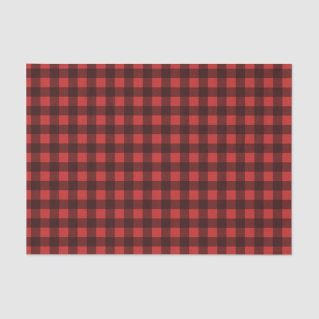 Red buffalo plaid pattern Christmas tissue paper (Front)