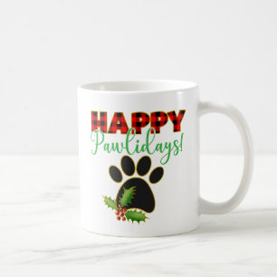 Red Buffalo Plaid Paw Print Christmas Coffee Mug