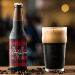 Red Buffalo Plaid | Personal Initial | Gift Beer Bottle Label<br><div class="desc">Wrap your loved ones in the warmth and charm of classic Red Buffalo Plaid with a personal touch. Whether it's for a birthday,  anniversary,  or just to show someone you care,  this customisable gift is sure to make a lasting impression.</div>