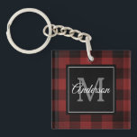 Red Buffalo Plaid | Personal Initial | Gift Key Ring<br><div class="desc">Wrap your loved ones in the warmth and charm of classic Red Buffalo Plaid with a personal touch. Whether it's for a birthday,  anniversary,  or just to show someone you care,  this customisable gift is sure to make a lasting impression.</div>