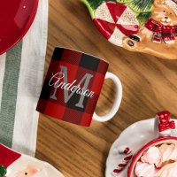 Red Buffalo Plaid | Personal Initial | Gift