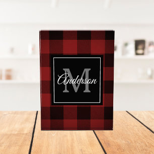 Red Buffalo Plaid   Personal Initial   Gift Photo  Block