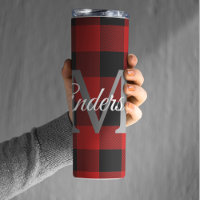 Red Buffalo Plaid | Personal Initial | Gift