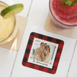 Red Buffalo Plaid & Personal Name And Photo Glass Coaster<br><div class="desc">Step into the world of timeless style with our Classic Red Buffalo Plaid personalised products on Zazzle! Whether you're looking to add a touch of rustic charm to your life or searching for the perfect gift, our collection has something for everyone. Discover the enduring charm of Red Buffalo Plaid and...</div>