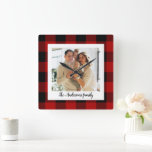 Red Buffalo Plaid & Personal Name And Photo Square Wall Clock<br><div class="desc">Step into the world of timeless style with our Classic Red Buffalo Plaid personalized products on Zazzle! Whether you're looking to add a touch of rustic charm to your life or searching for the perfect gift, our collection has something for everyone. Discover the enduring charm of Red Buffalo Plaid and...</div>