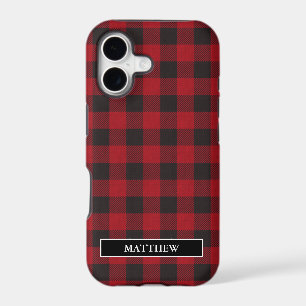 Red Buffalo Plaid Personalized Name