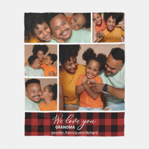 Red Buffalo Plaid Photo Collage Fleece Blanket