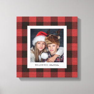 Red Buffalo Plaid   Photo for Grandma Canvas Print
