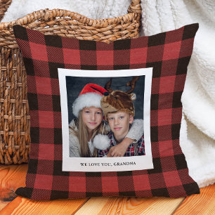 Red Buffalo Plaid   Photo for Grandma Cushion