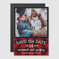 Red Buffalo Plaid Photo Wedding Save the Date