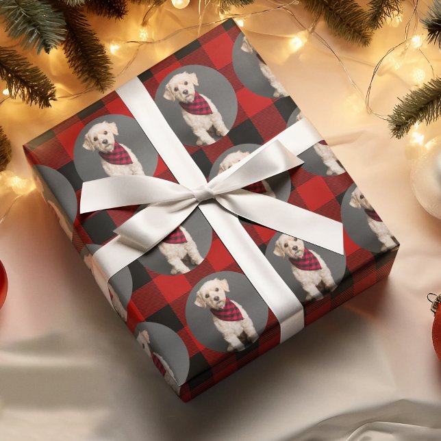Red Buffalo Plaid & Photo Wrapping Paper (Creator Uploaded)
