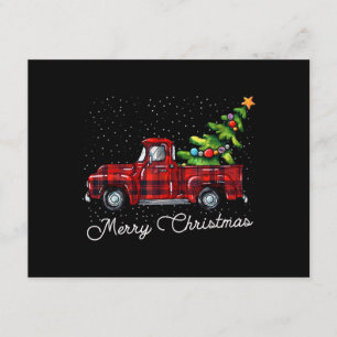 Red Buffalo Plaid Pickup Truck with Tree Merry Chr Enclosure Card