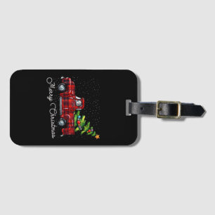 Red Buffalo Plaid Pickup Truck with Tree Merry Chr Luggage Tag