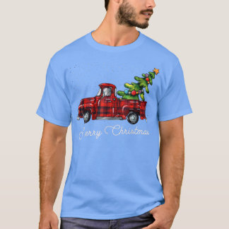 Red Buffalo Plaid Pickup Truck with Tree Merry Chr T-Shirt