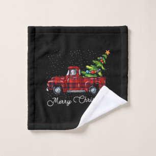 Red Buffalo Plaid Pickup Truck with Tree Merry Chr Wash Cloth