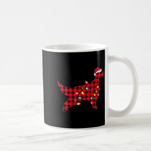 Red Buffalo Plaid Santa Irish Setter Dog Christmas Coffee Mug (Right)