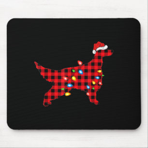 Red Buffalo Plaid Santa Irish Setter Dog Christmas Mouse Pad