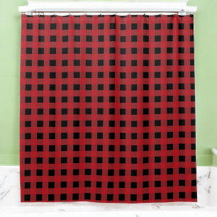 Red Buffalo Plaid Shower Curtain for Holiday Decor