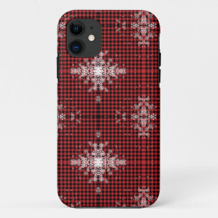 Red Buffalo Plaid Snowflake Pattern Case-Mate iPhone Case