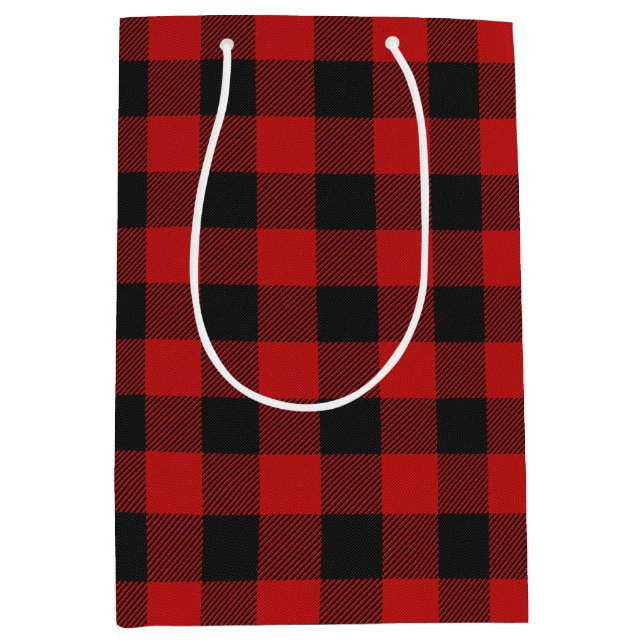Red Buffalo Plaid Tissue Medium Gift Bag (Front)