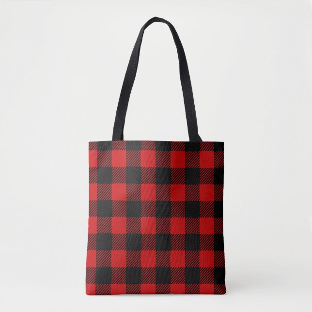 Red Buffalo Plaid Tote Bag (Front)