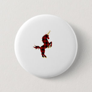 Red Buffalo Plaid Unicorn Christmas Tee for Mom &  6 Cm Round Badge
