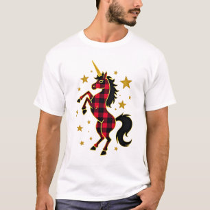 Red Buffalo Plaid Unicorn Christmas Tee for Mum & 
