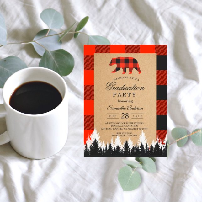 Red Buffalo Plaid Vintage Craft Invitation (Creator Uploaded)