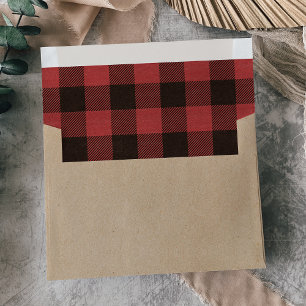 Red Buffalo Plaid Warm Wishes Christmas Envelopes