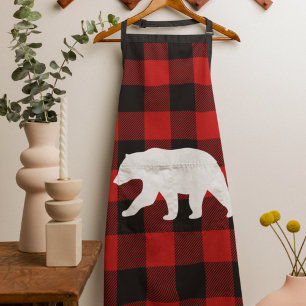 Red Buffalo Plaid & White Bear Apron