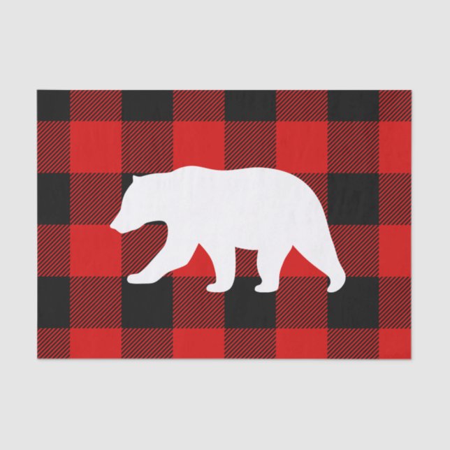 Red Buffalo Plaid & White Bear Tissue Paper (Front)